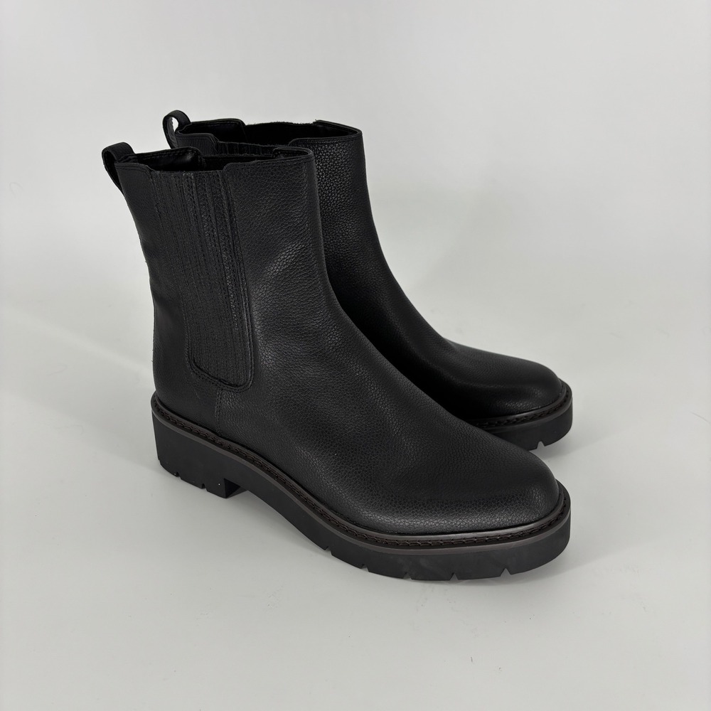 NORDSTROM Nodelaney Water Repellent Leather Boots Black Women Size 10 Lug Sole